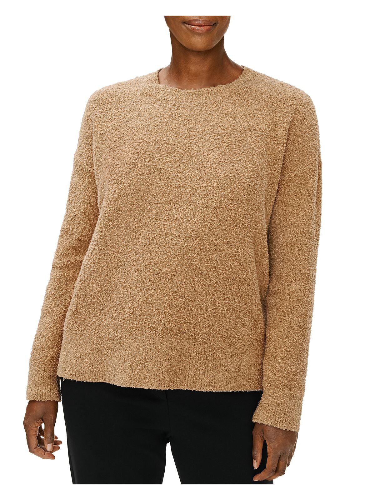 EILEEN FISHER Womens Beige Textured Long Sleeve Crew Neck Sweater Size: XXS