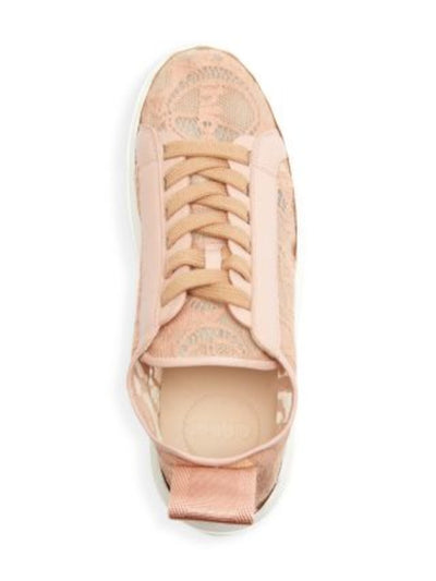 CHLOE Womens Pink Logo Lace Back Pull-Tab Scalloped Lauren Round Toe Platform Lace-Up Sneakers Shoes 37