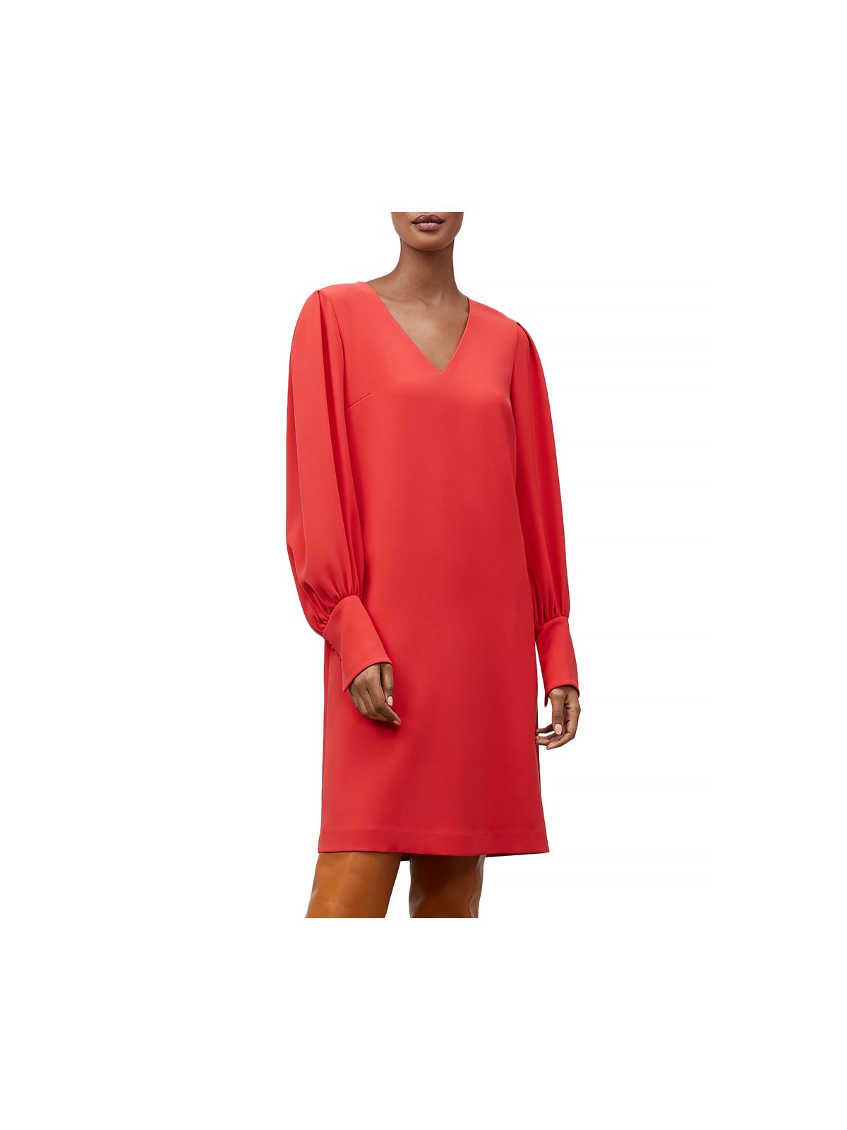 LAFAYETTE 148 Womens Red Blouson Sleeve V Neck Above The Knee Evening Shift Dress XS