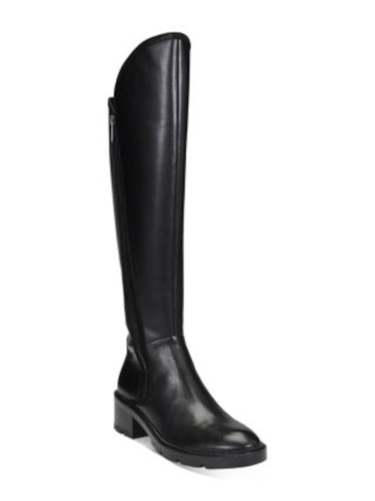 DONALD PLINER Womens Black Comfort Lug Sole Soffie Round Toe Block Heel Zip-Up Leather Boots Shoes 5.5 M