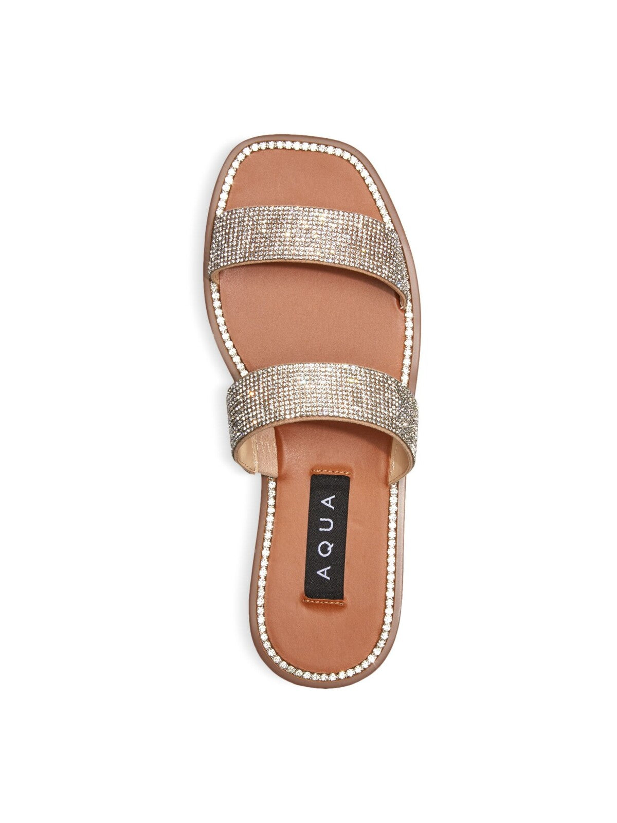 AQUA Womens Silver Studded Glow Square Toe Slip On Slide Sandals Shoes 6.5 M