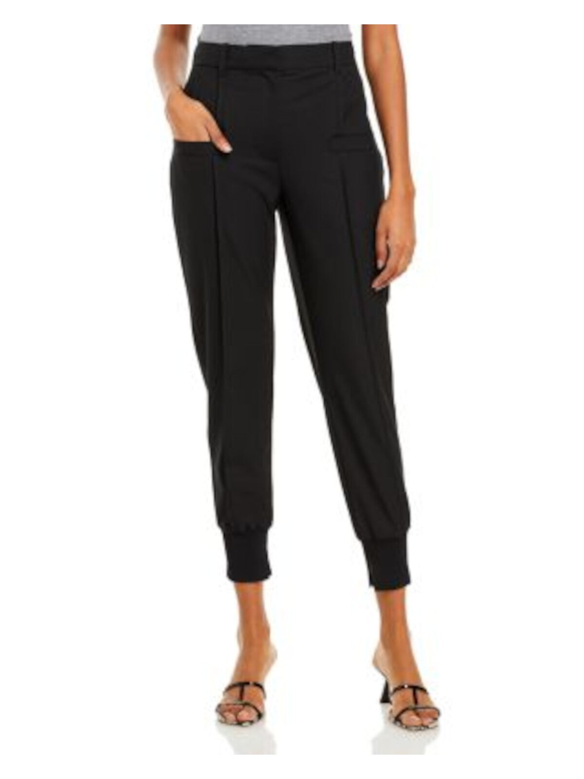 PHILLIP LIN Womens Black Pocketed Zippered Cropped Joggers Pants 0