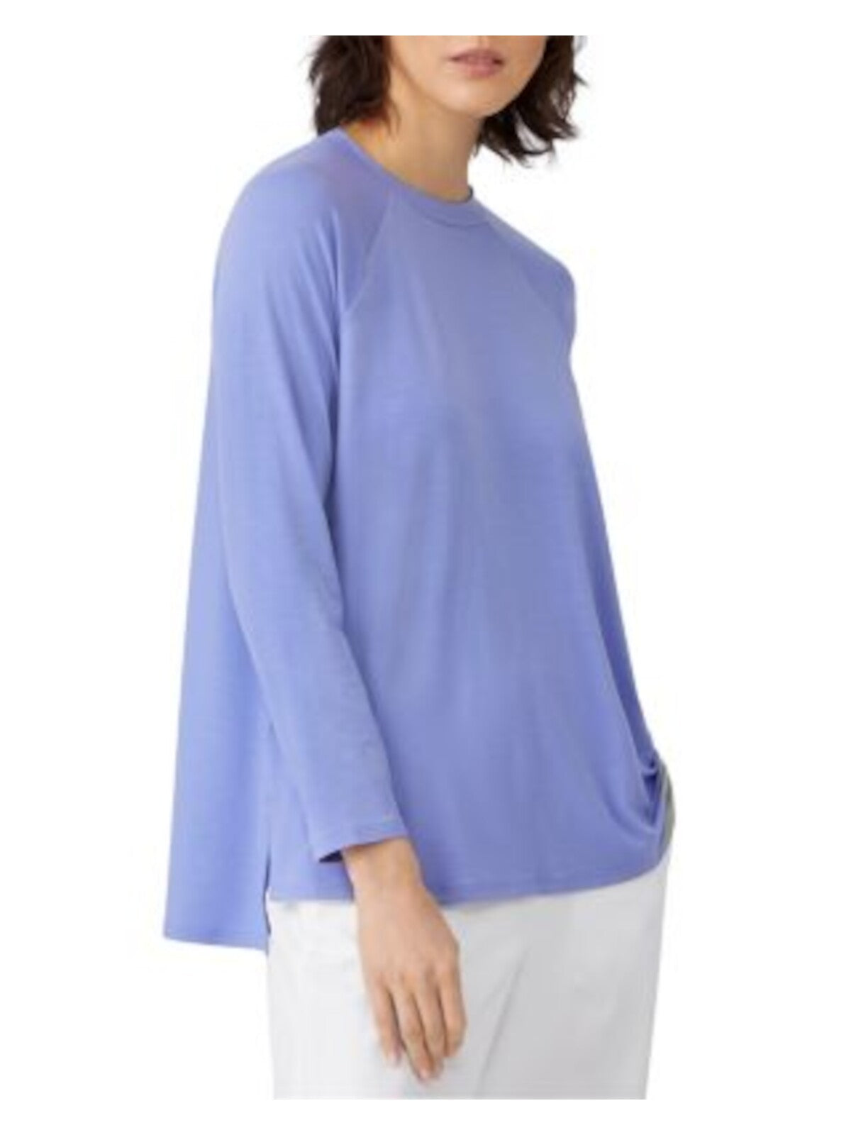 EILEEN FISHER Womens Purple Stretch Raglan Sleeve Crew Neck Above The Knee Shift Dress M