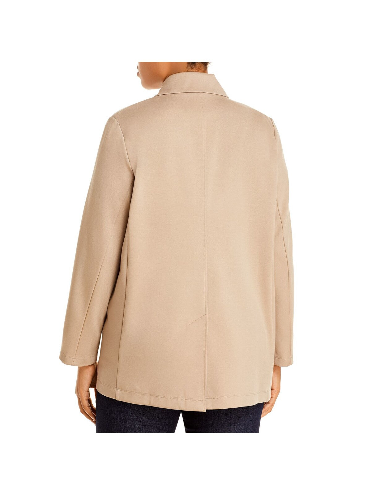 EILEEN FISHER Womens Beige Pocketed Notch Collar Back Vent Long Sleeve Wear To Work Jacket Plus 3X