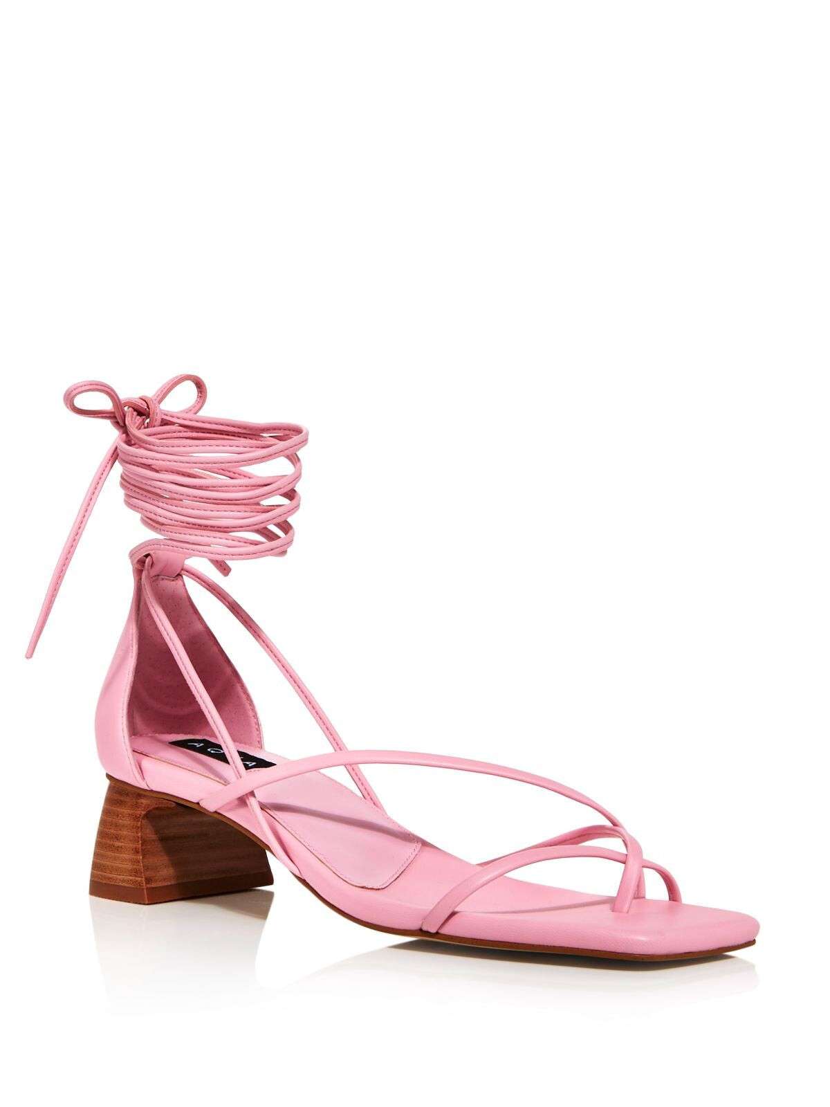 AQUA Womens Pink Asymmetrical Strappy Zizi Square Toe Block Heel Lace-Up Dress Heeled Thong Sandals 9 M