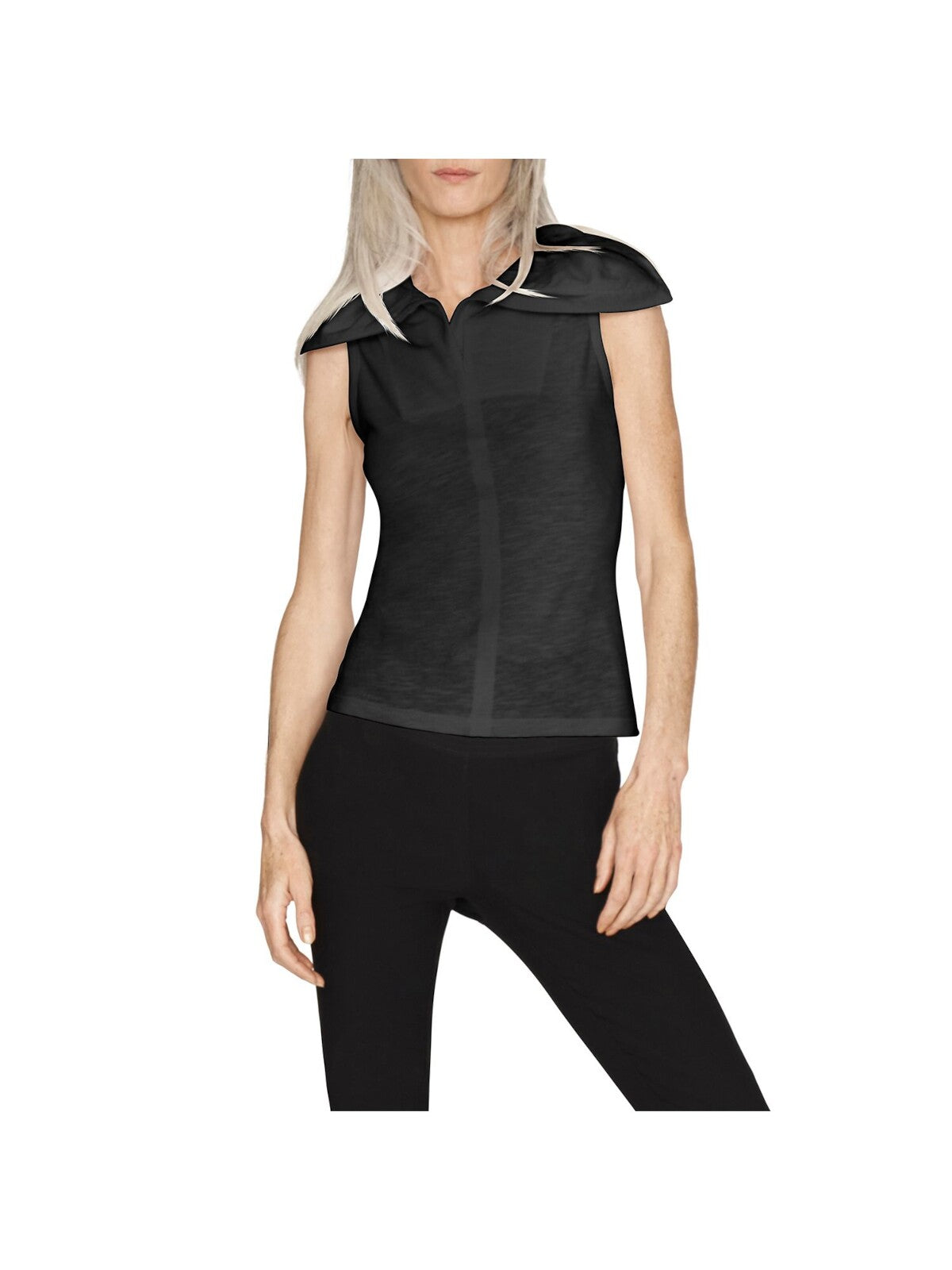 B NEW YORK Womens Stretch Zippered Wide Collar Sleeveless Top