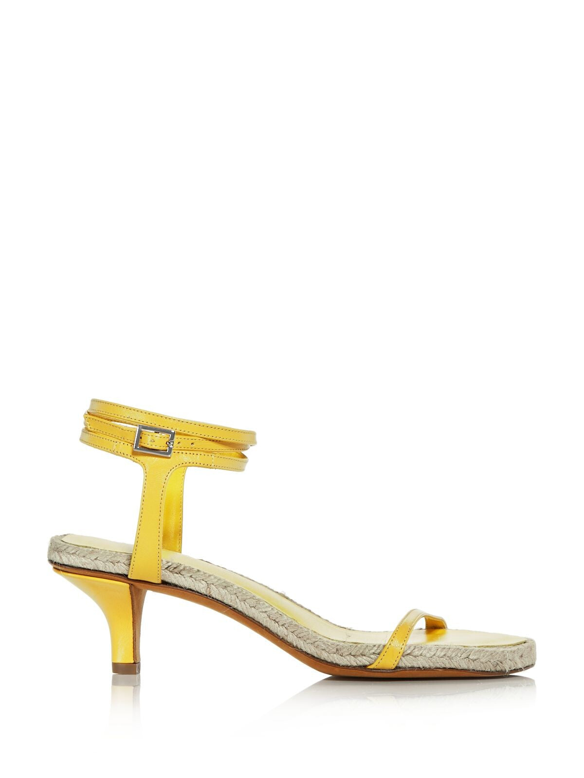 3.1 PHILLIP LIM Womens Sunshine Yellow Ankle Strap Padded Yasmine Round Toe Kitten Heel Buckle Leather Dress Espadrille Shoes 35