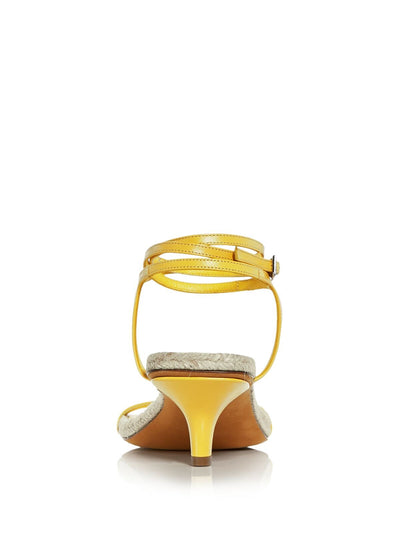 3.1 PHILLIP LIM Womens Sunshine Yellow Ankle Strap Padded Yasmine Round Toe Kitten Heel Buckle Leather Dress Espadrille Shoes 36