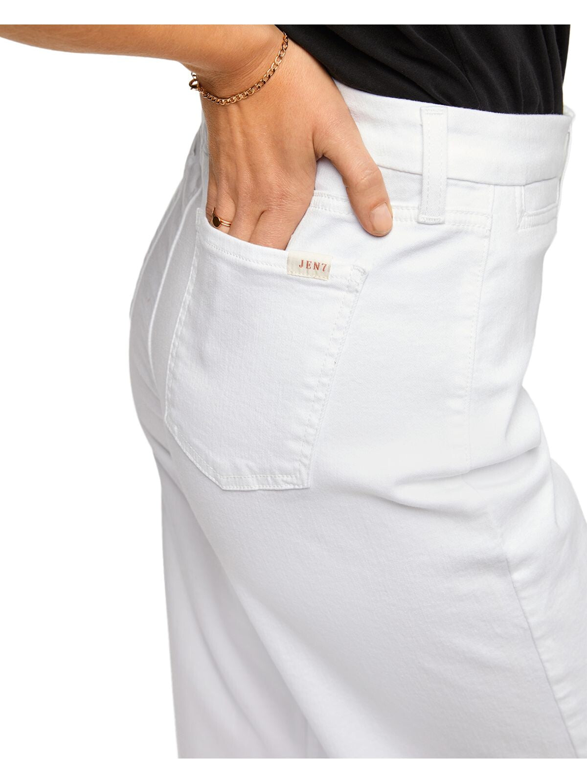 Jen 7 By 7 For All Mankind Womens White Stretch Pocketed Front Button Closure Above The Knee Pencil Skirt 8