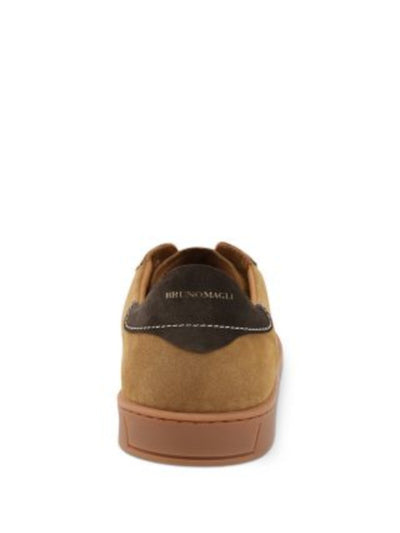 BRUNO MAGLI Womens Brown Flexible Padded Bono Round Toe Lace-Up Leather Sneakers Shoes 9