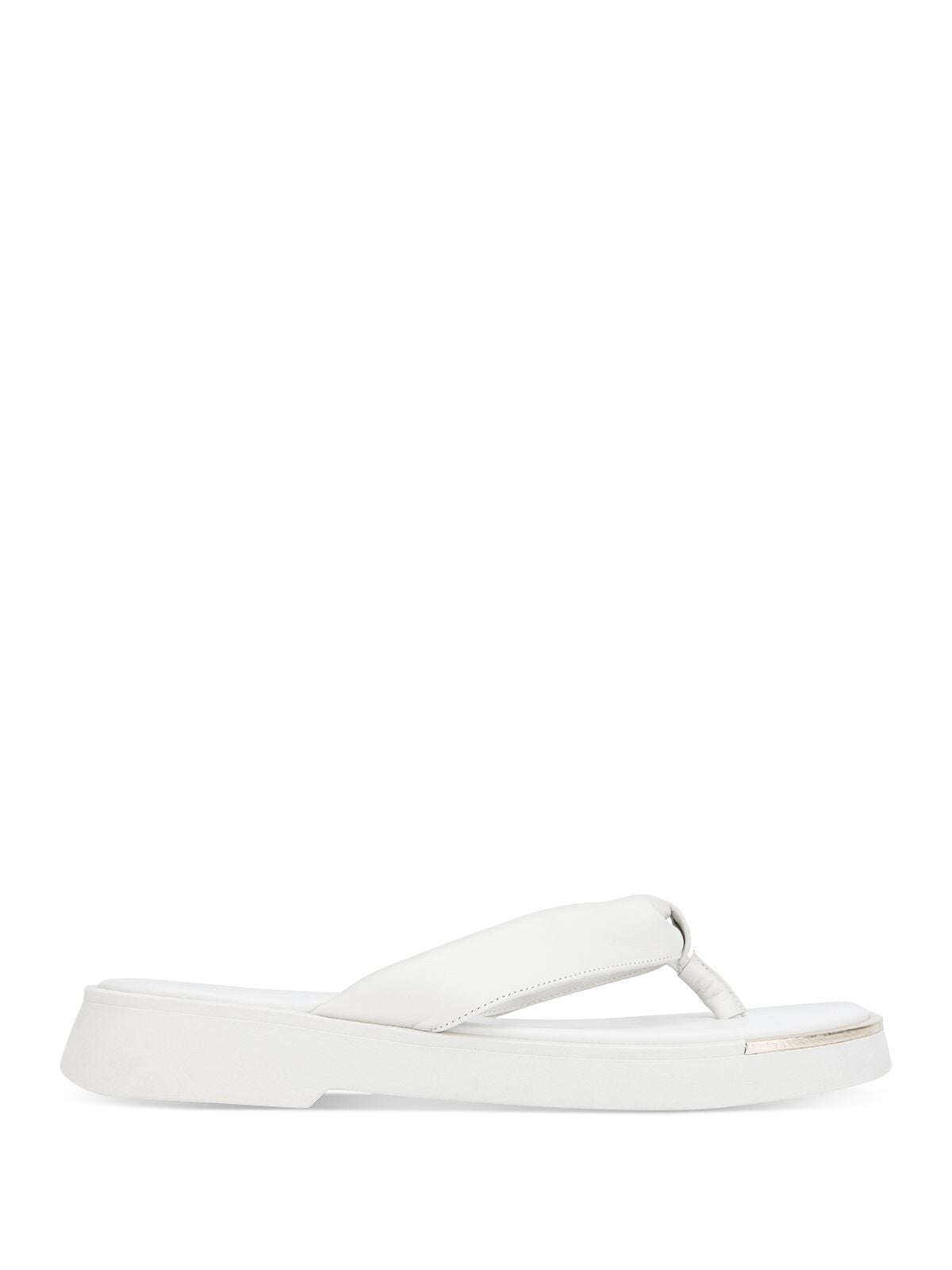 KENNETH COLE Womens White 1/2" Platform Padded Metallic Athens Flatform Round Toe Wedge Slip On Leather Flip Flop Sandal 5