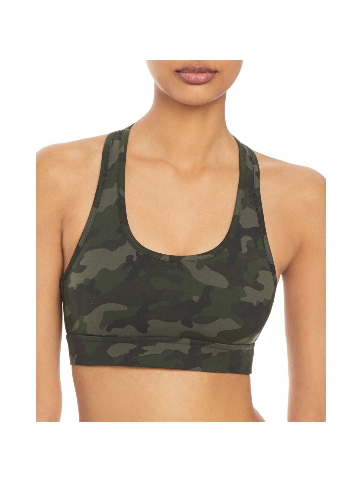 ALL ACCESS Intimates Green T-back Medium Impact Camouflage Sports Bra S