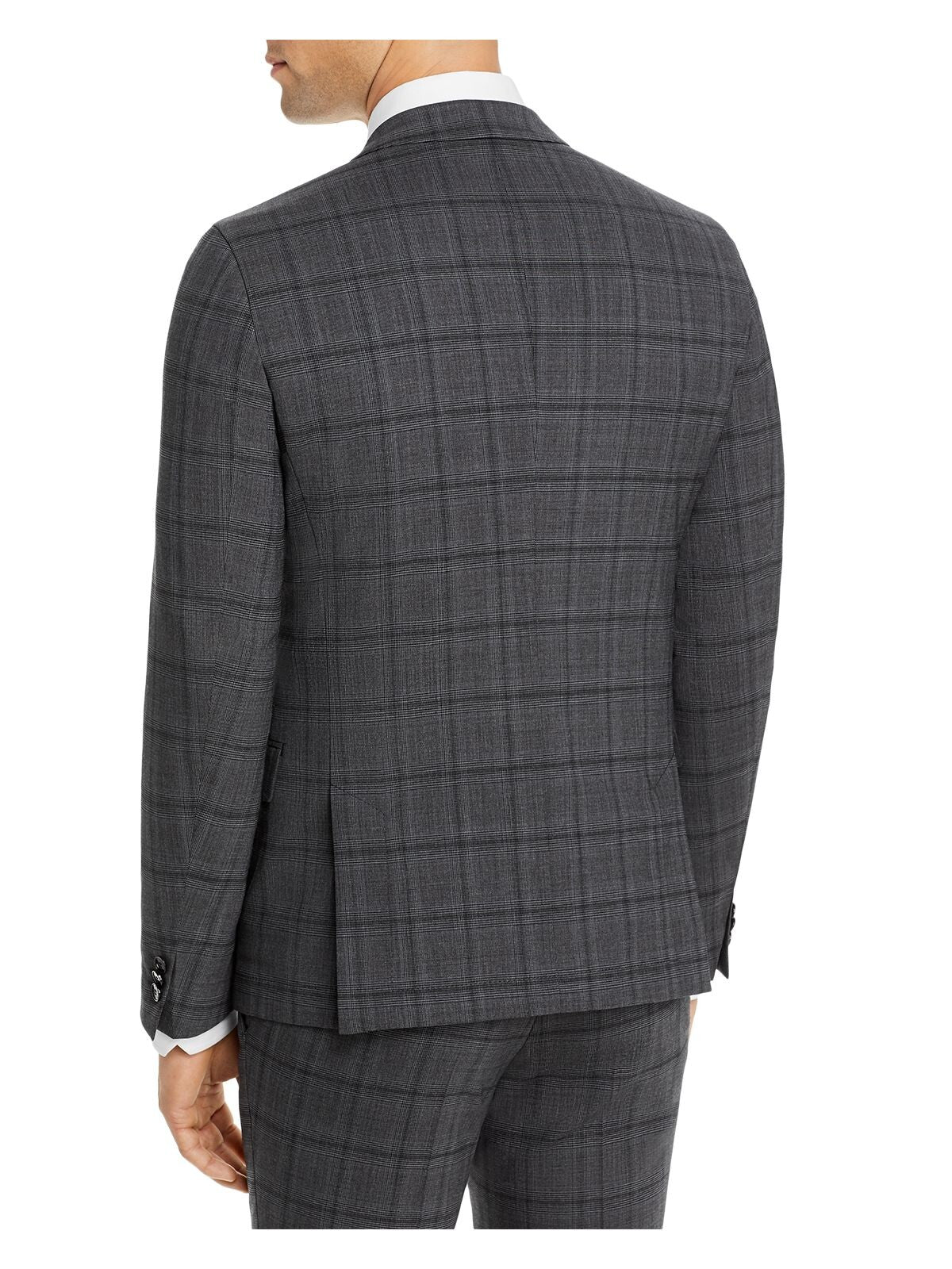 HUGO BOSS Mens Boss Red Label Anfred Gray Single Breasted, Windowpane Plaid Suit Jacket 38R