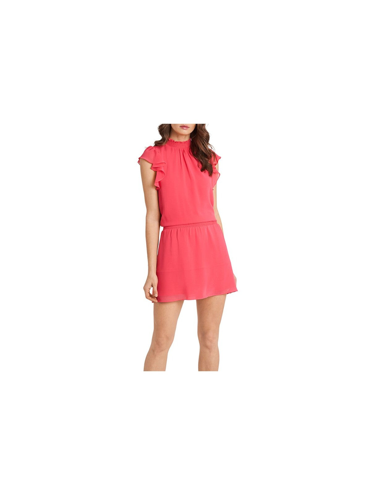 1. STATE Womens Cap Sleeve Mini Smocked Neck Drop Waist Dress