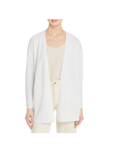 EILEEN FISHER Womens White Long Sleeve Open Cardigan Wear To Work Top L