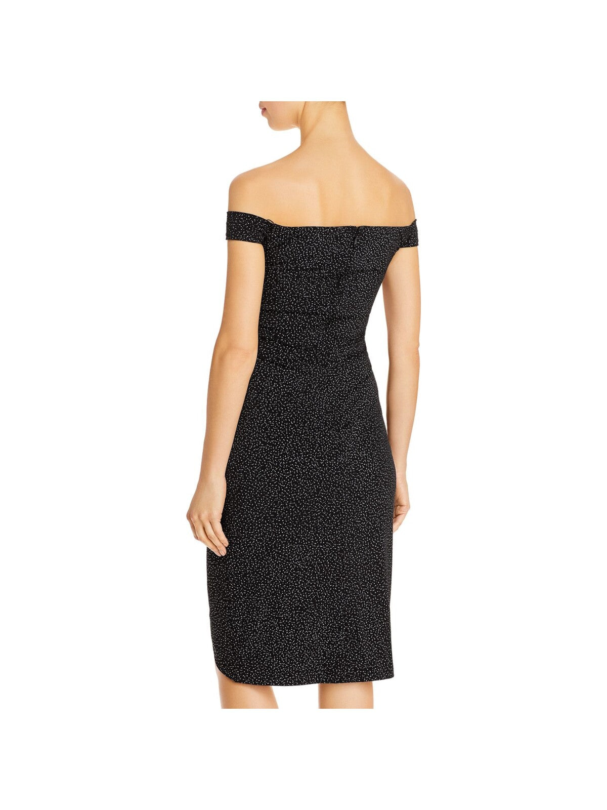 AIDAN AIDAN MATTOX Womens Zippered Pleated Side Tie Tulip Hem Sleeveless Off Shoulder Above The Knee Cocktail Sheath Dress