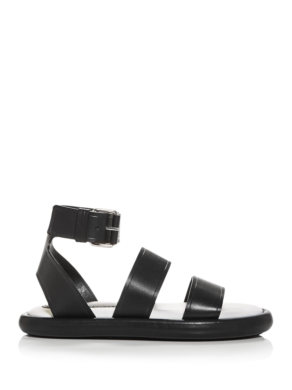 PROENZA SCHOULER Womens Black Ankle Strap Padded Round Toe Platform Buckle Leather Sandals Shoes 40