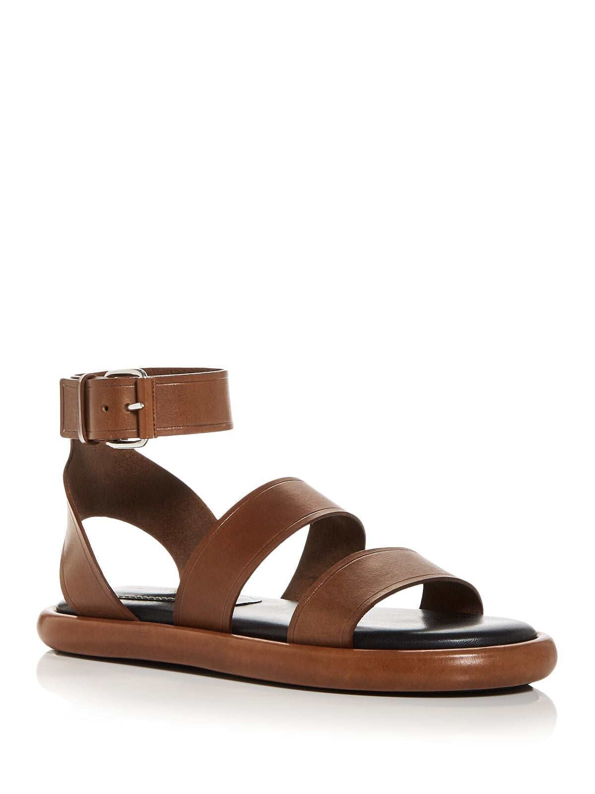 PROENZA SCHOULER Womens Brown Ankle Strap Padded Round Toe Platform Buckle Leather Sandals Shoes 38