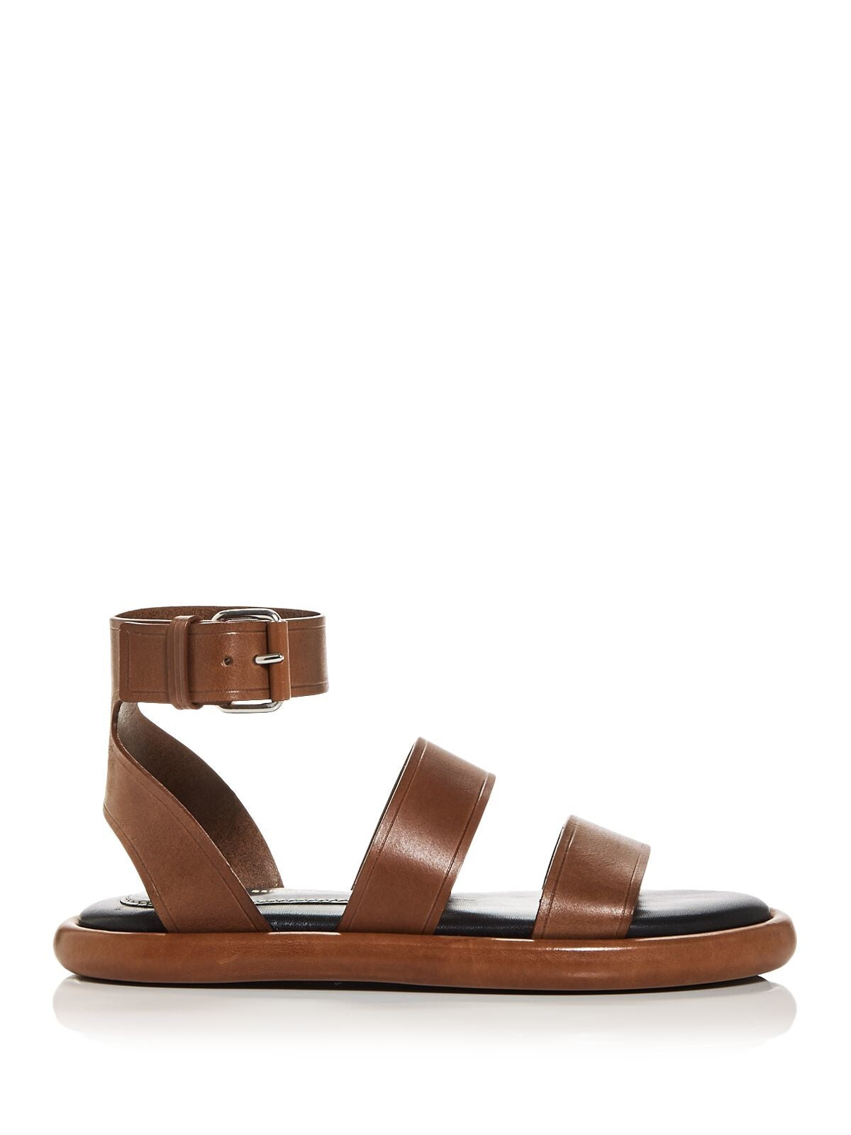 PROENZA SCHOULER Womens Brown Ankle Strap Padded Round Toe Platform Buckle Leather Sandals Shoes 35