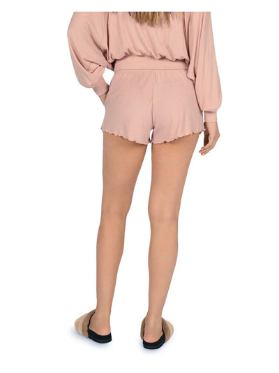 HAVANA Womens Stretch Pocketed Lace-up Front Stretch Ruffled Shorts