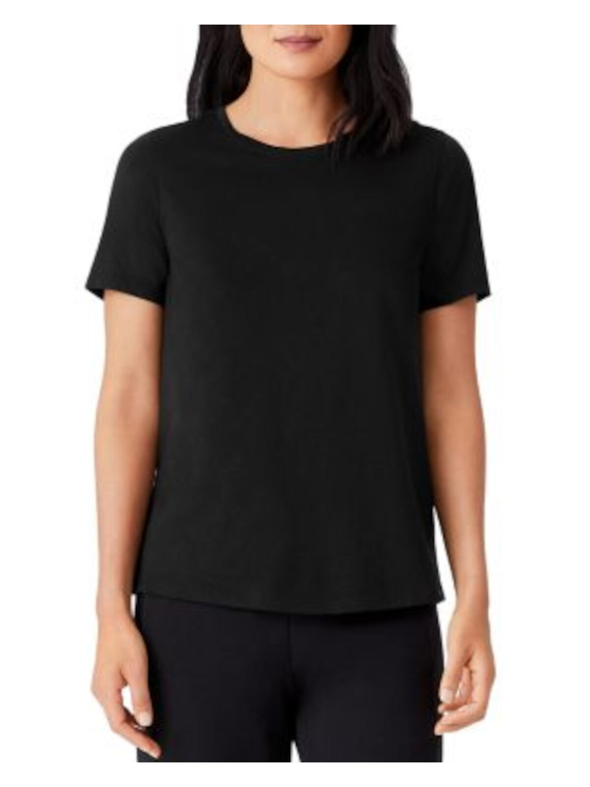 EILEEN FISHER Womens Black Short Sleeve Crew Neck T-Shirt S