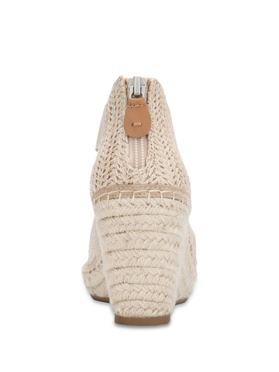 GENTLE SOULS KENNETH COLE Womens Natural Beige Basket Weave Beef Rolled Criss Cross Cushioned Goring Charli Open Toe Wedge Zip-Up Espadrille Shoes 11 M