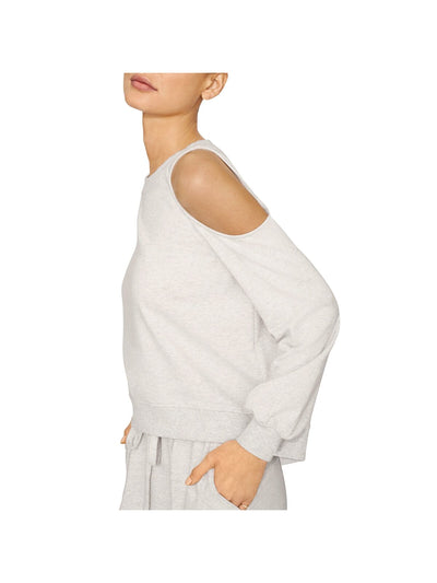 B NEW YORK Womens Gray Cold Shoulder Round Neckline Heather Sweatshirt XL