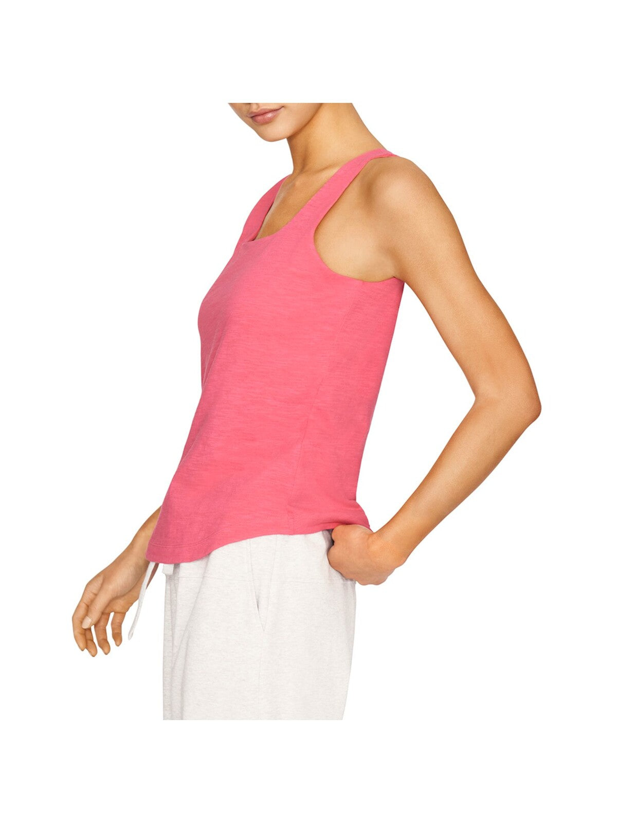 B NEW YORK Womens Pink Stretch Fitted Built-in Shelf Bra Sleeveless Square Neck Tank Top M