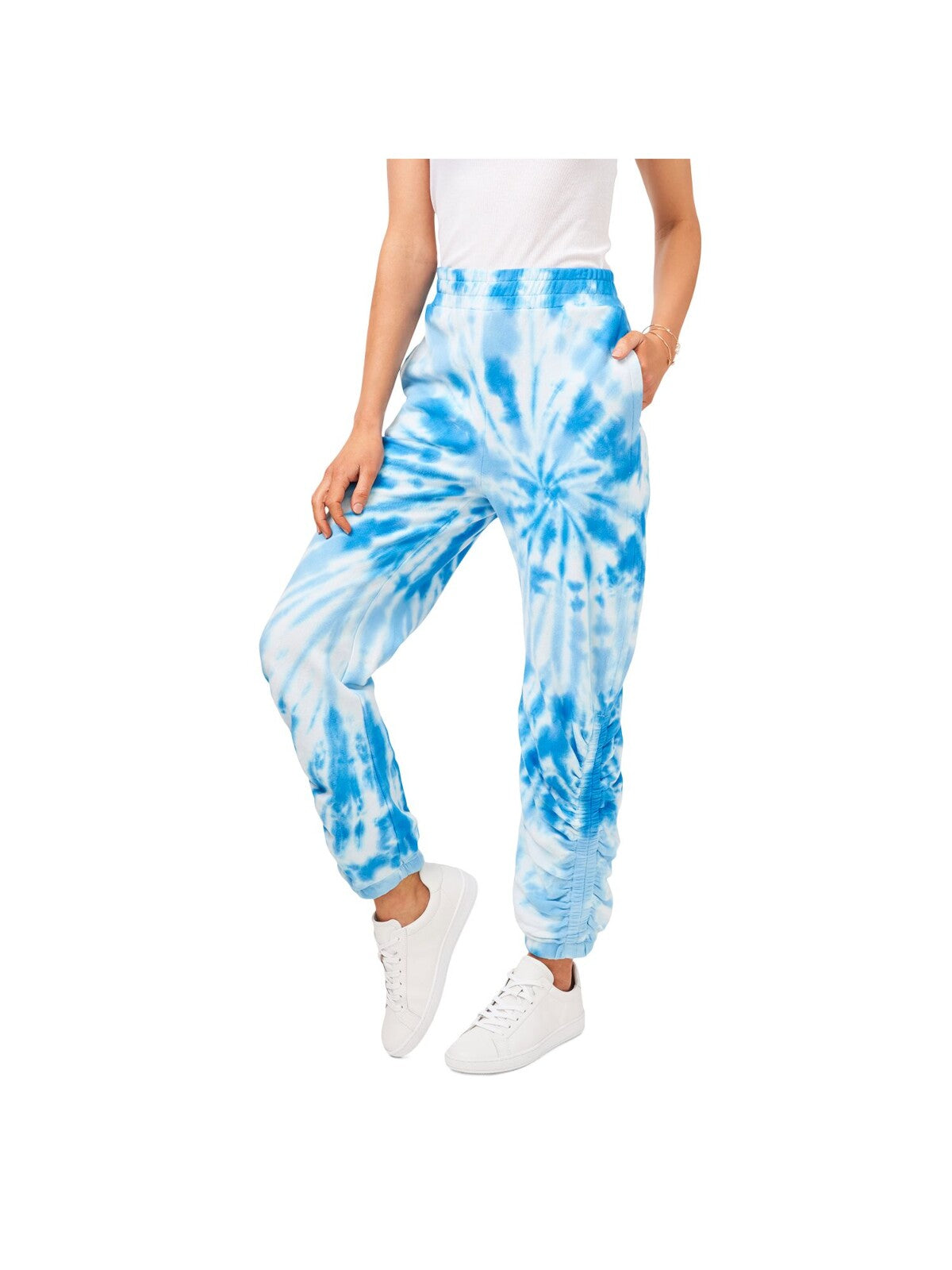 1. STATE Womens Blue Cotton Tie Pocketed Elastic Waist Easy Care Joggers Tie Dye Pants XS