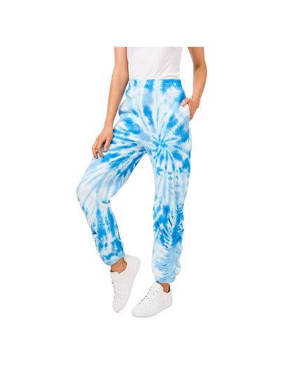 1. STATE Womens Blue Cotton Tie Pocketed Elastic Waist Easy Care Joggers Tie Dye Pants M