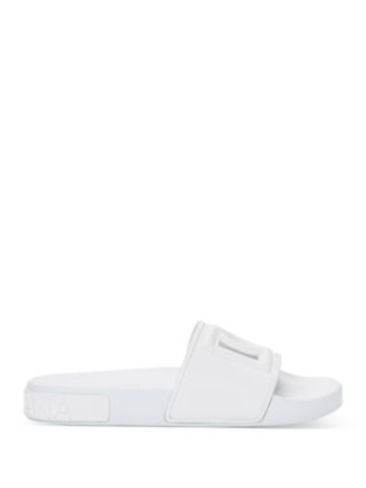 DOLCE & GABBANA Womens White Puffed Logo Strap Cut Out Padded Interlock Open Toe Wedge Slip On Slide Sandals Shoes 36