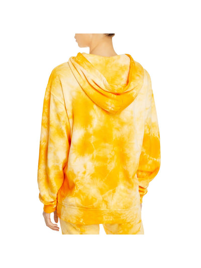 WSLY Womens Yellow Tie Oversized Tie Dye Long Sleeve Hoodie Top XS