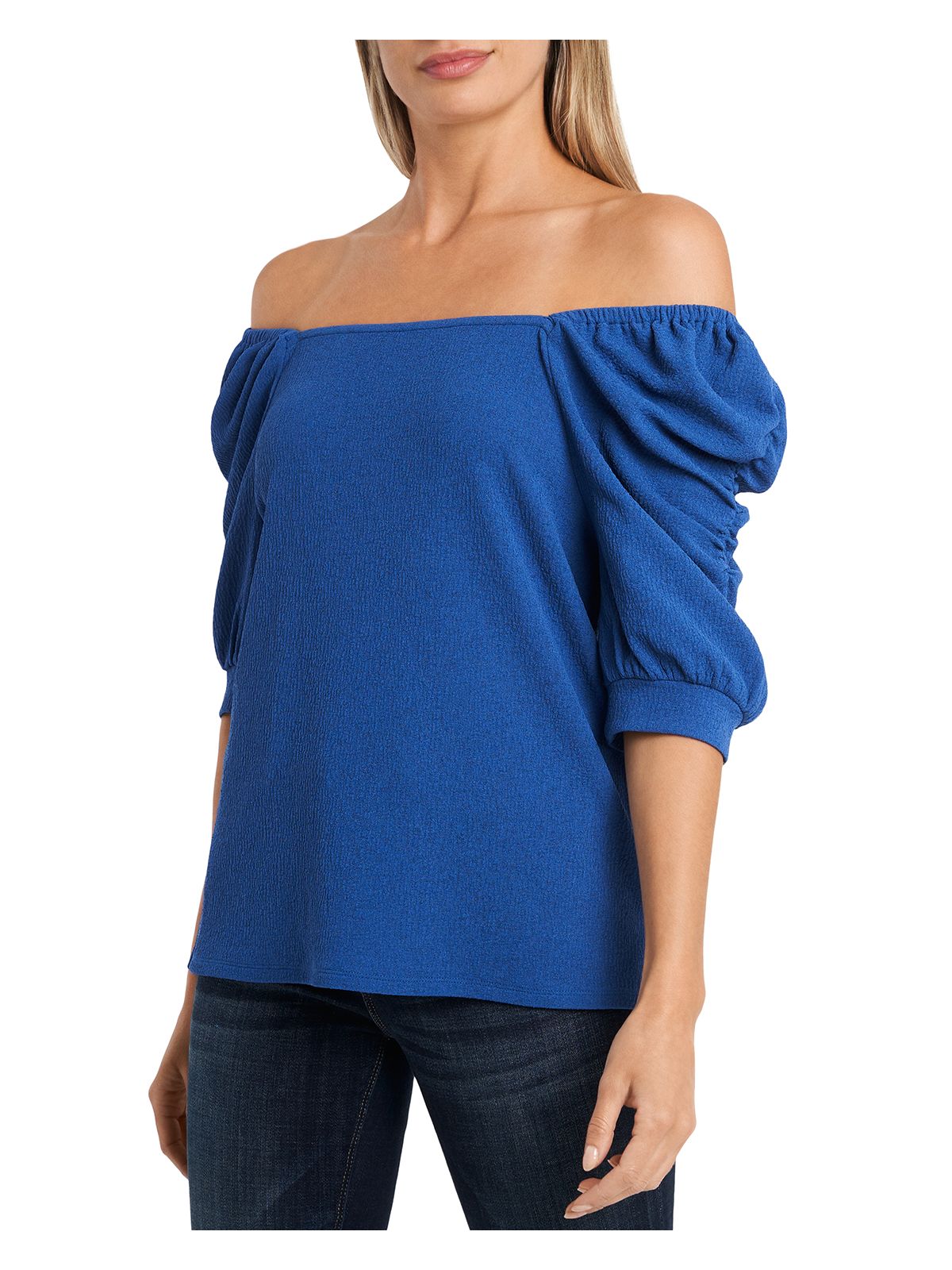 VINCE CAMUTO Womens Blue Elbow Sleeve Off Shoulder Top XL