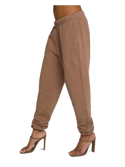 GOOD AMERICAN Womens Brown Knit Pocketed Drawcord Waist Cinched Ankles High Waist Pants 1