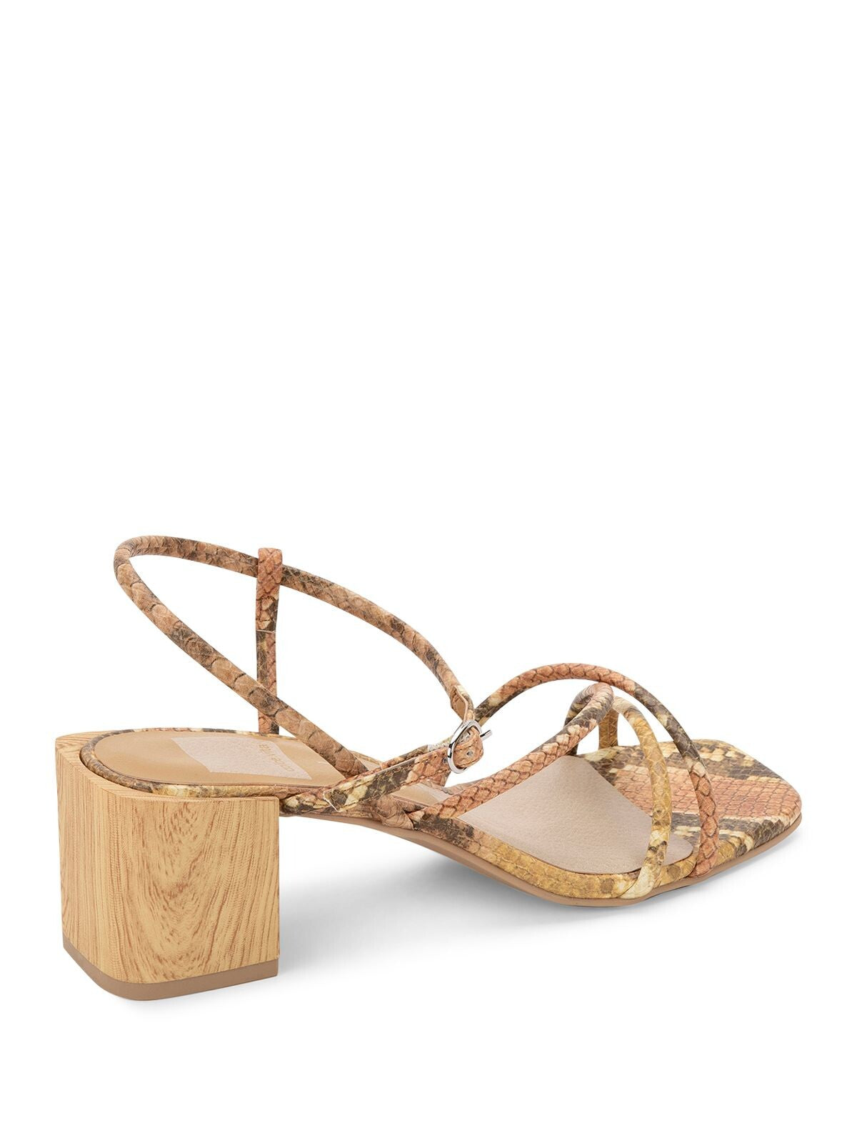 DOLCE VITA Womens Beige Wood-Like Zilla Square Toe Block Heel Buckle Slingback Sandal 7.5 M