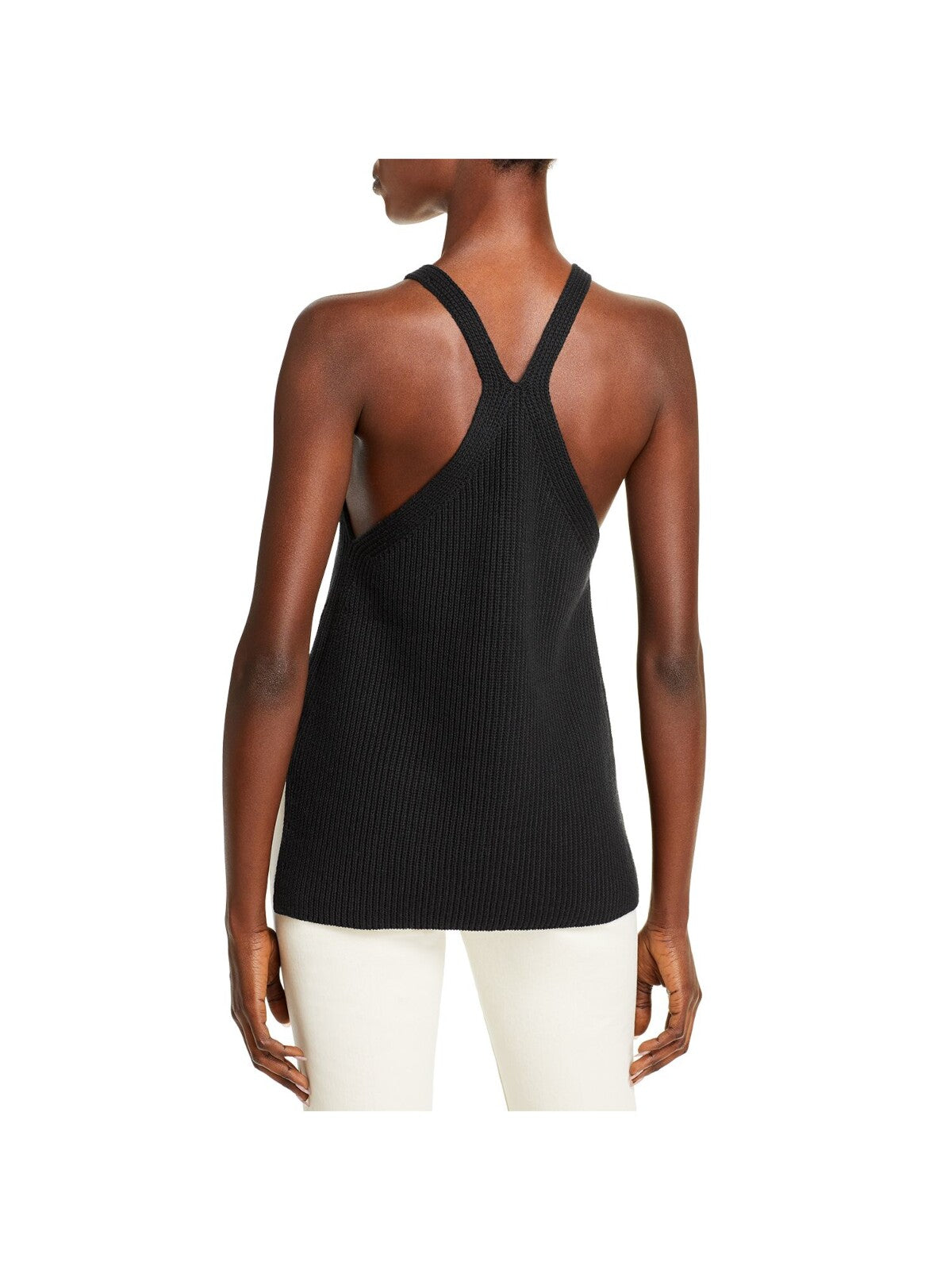 HELMUT LANG Womens Ribbed Racerback Sleeveless Scoop Neck Tank Sweater