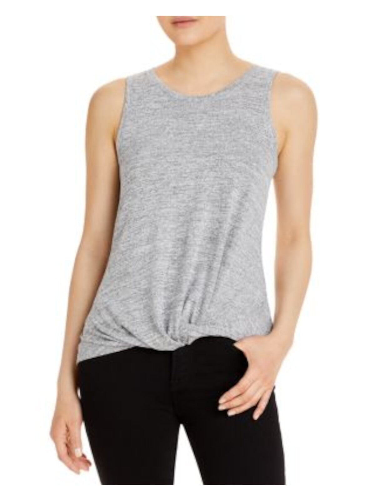 CUPIO BLUSH Womens Gray Twist Front Heather Sleeveless Scoop Neck Tank Top S