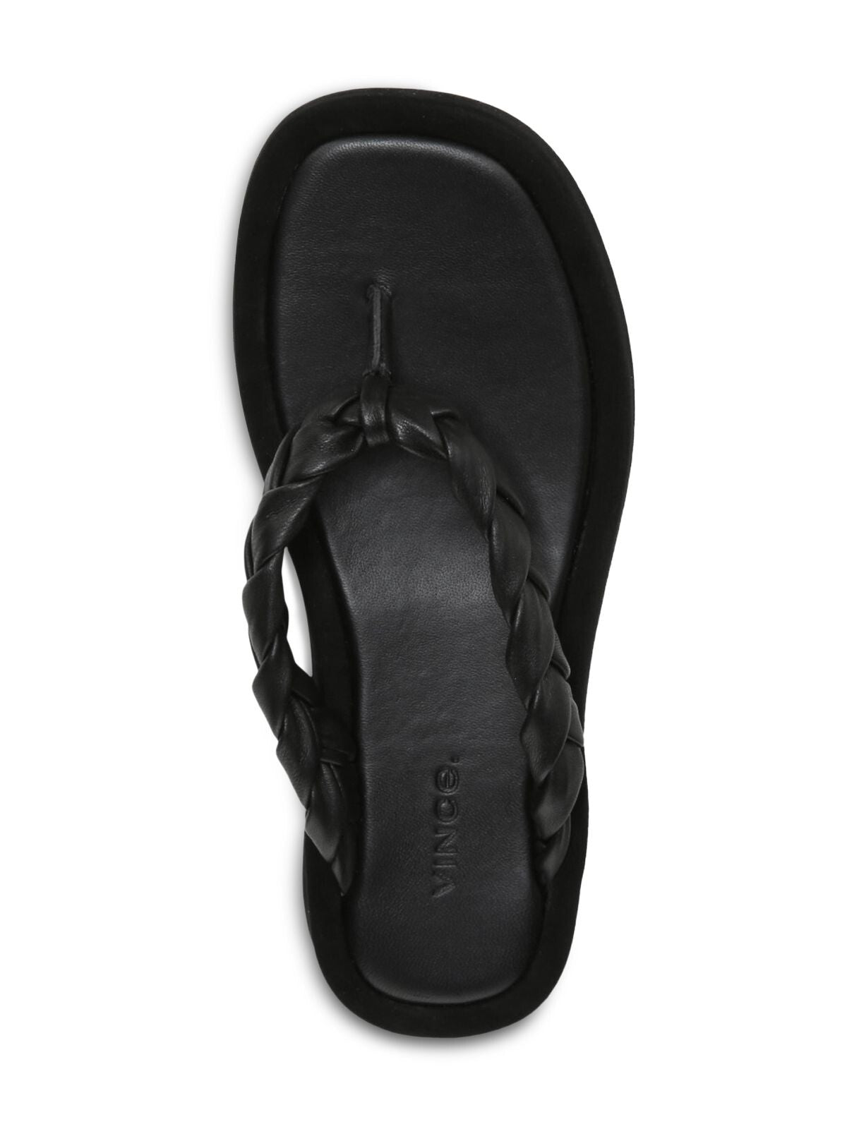 VINCE. Womens Black Braided Padded Nita Round Toe Platform Slip On Leather Flip Flop Sandal M