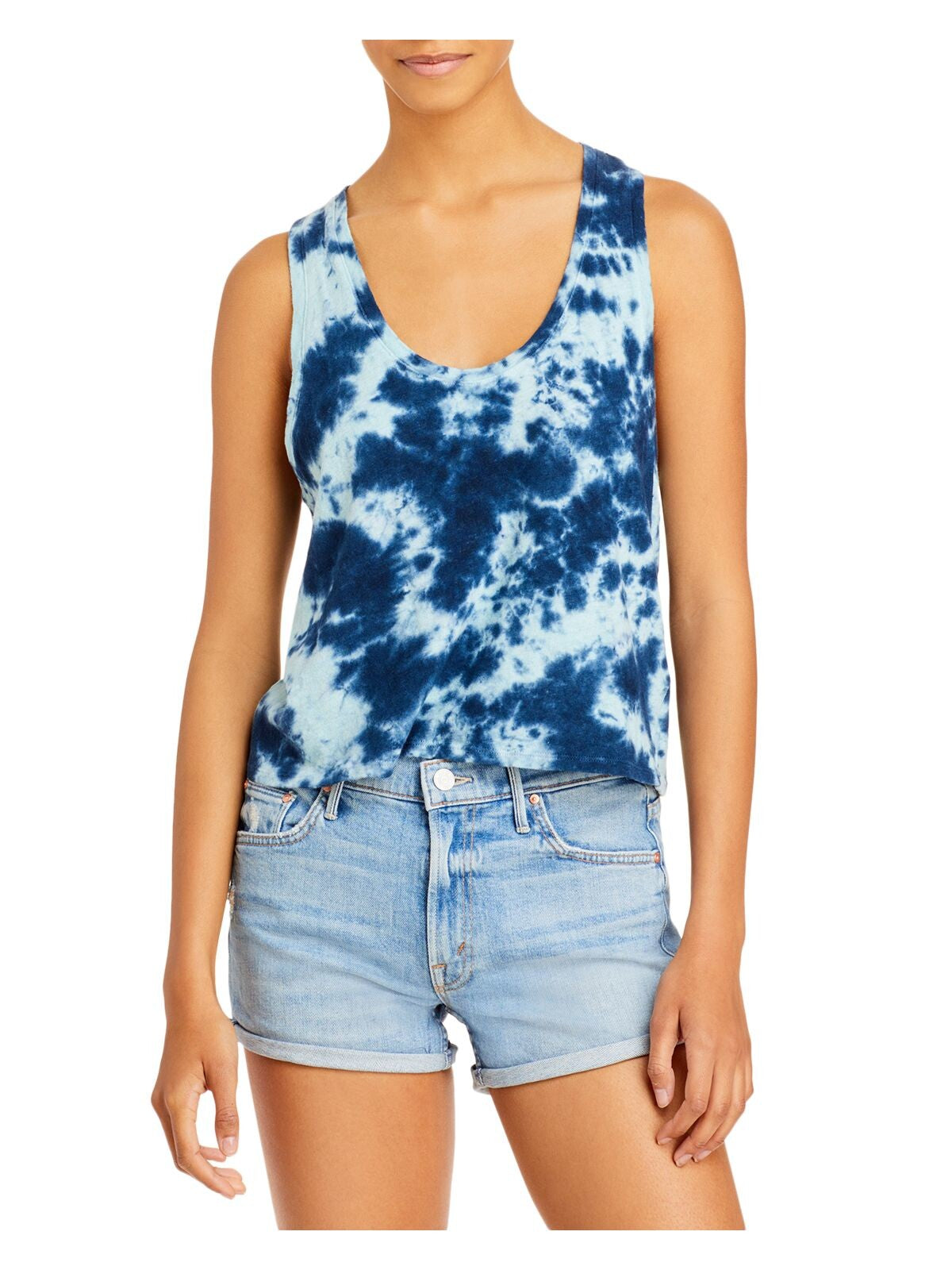 MOTHER Womens Blue Racerback Tie Dye Sleeveless Scoop Neck Tank Top M