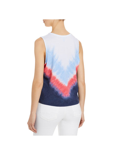 AQUA ATHLETIC Womens Navy Tie Dye Sleeveless Crew Neck Active Wear Tank Top S