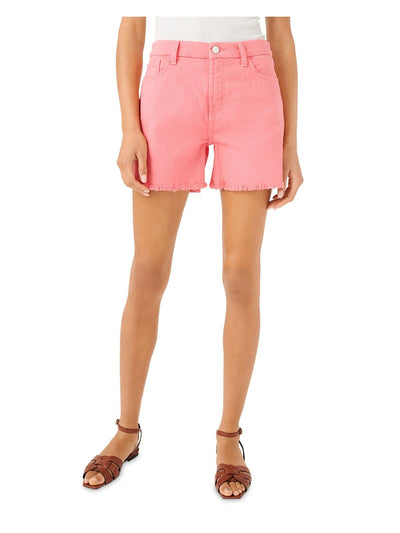 Jen 7 By 7 For All Mankind Womens Pink Stretch Zippered Pocketed Frayed Hem Tummy Control Shorts 12