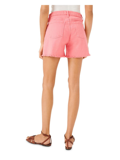 Jen 7 By 7 For All Mankind Womens Pink Stretch Zippered Pocketed Frayed Hem Tummy Control Shorts 12