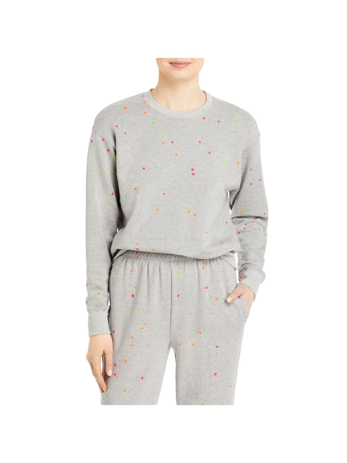 SUNDRY Womens Long Sleeve Ribbed Crew Neck Sweatshirt