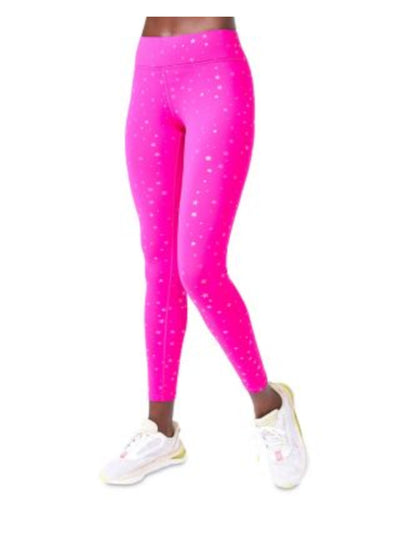 TEREZ Womens Pink Moisture Wicking Wide Waist High-compression Active Wear Skinny Leggings XS