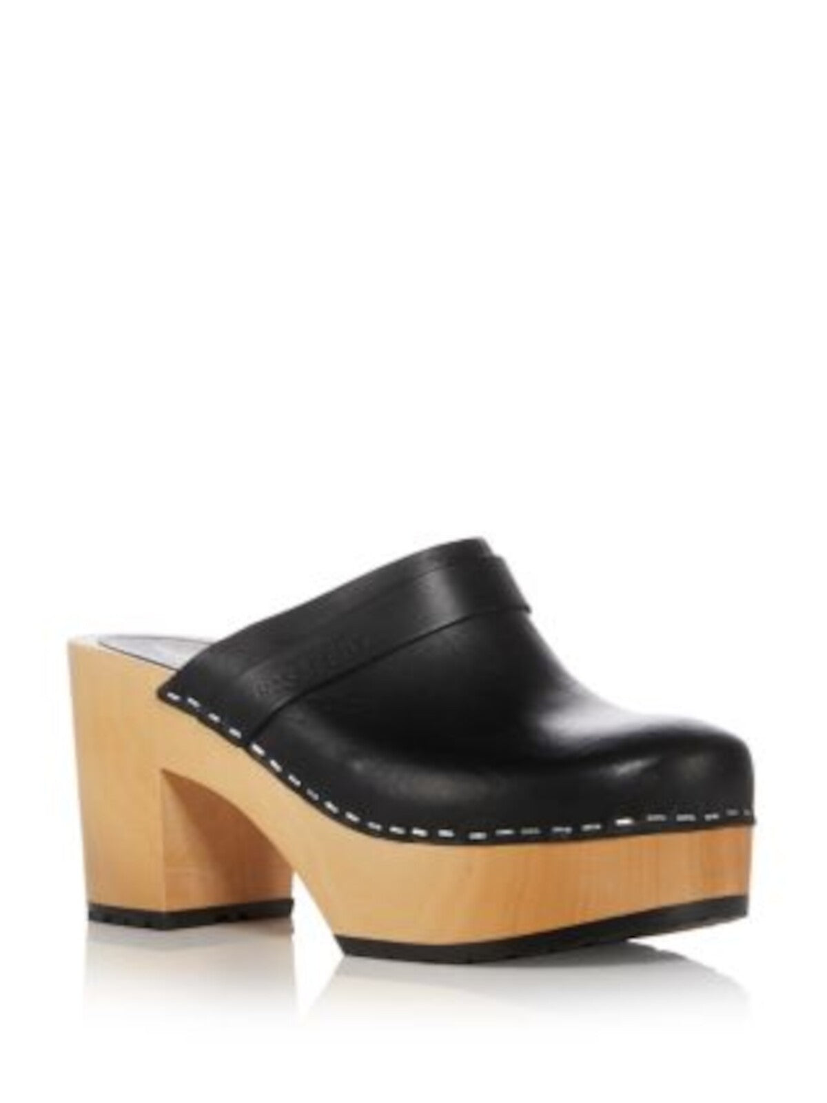 SWEDISH HASBEENS Womens Black Comfort Swedish Husband Round Toe Slip On Leather Clogs Shoes 36