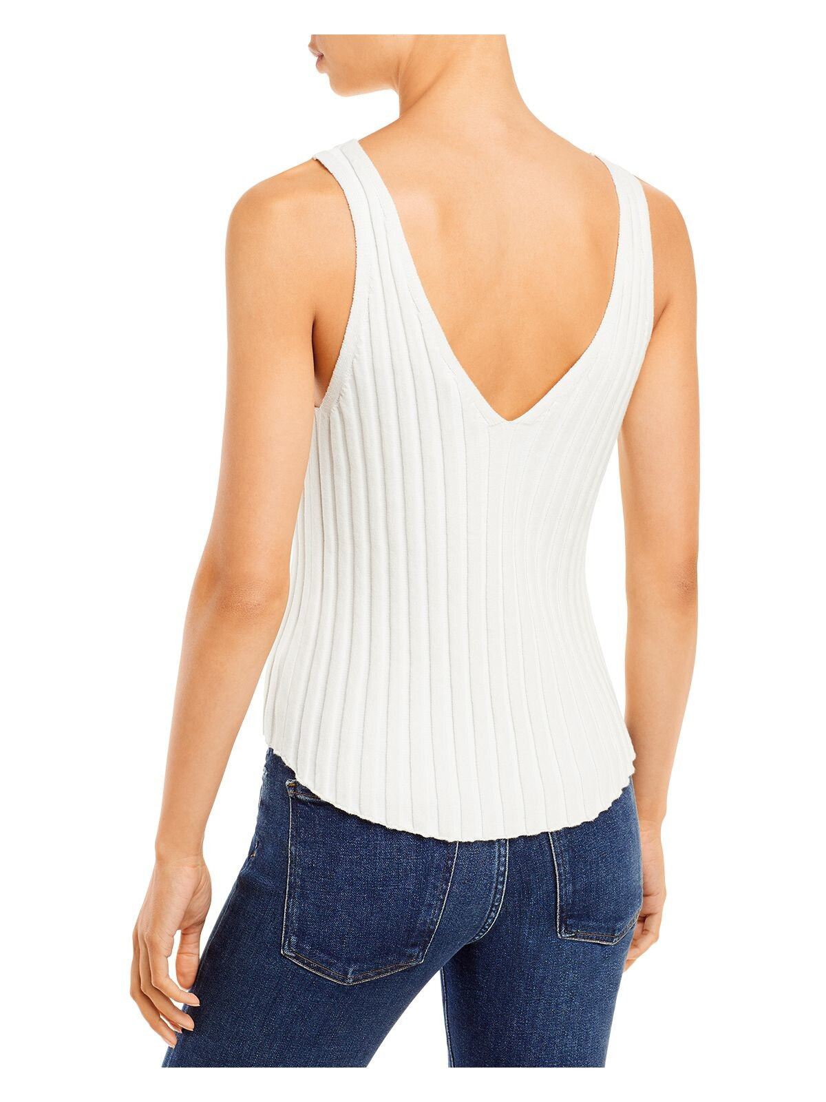 JOIE Womens White Knit Ribbed Sleeveless V Neck Tank Sweater XL