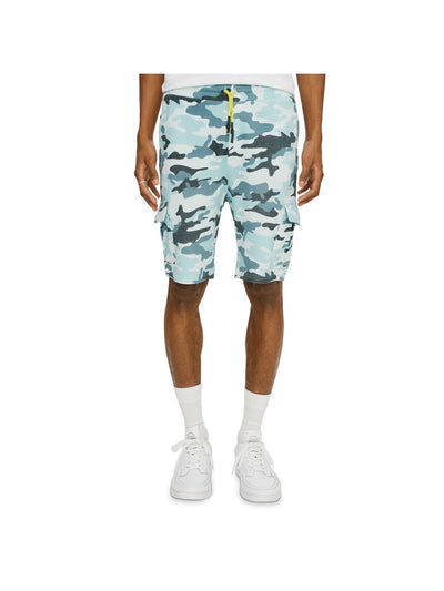 ELEVEN PARIS Mens Blue Camouflage Cotton Shorts S