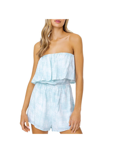 LE LIS Womens Ruffled Elastic Waist Sleeveless Strapless Romper