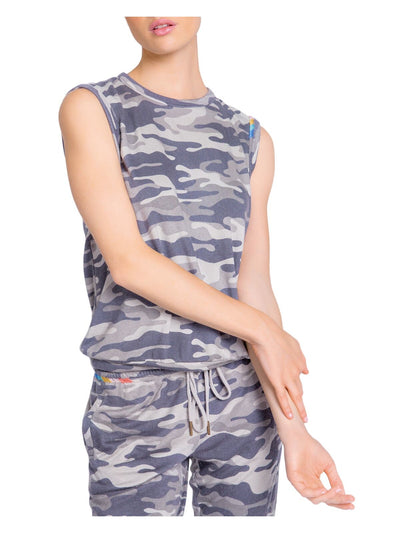 P.J. SALVAGE Intimates Gray Banded Tank Camouflage Sleep Shirt Pajama Top XS