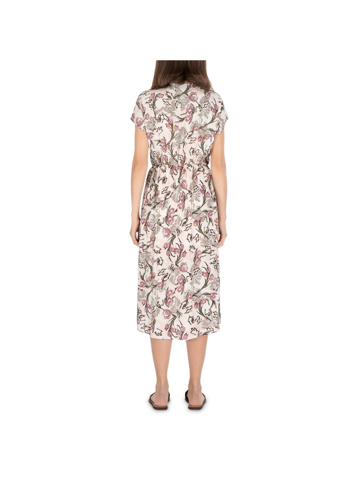 B COLLECTION Womens Short Sleeve Button up Split Midi Fit + Flare Dress